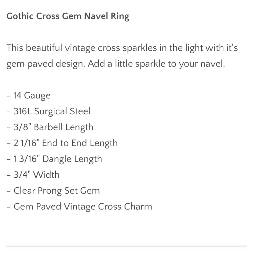 Cross bellybutton ring - Picture 4 of 4